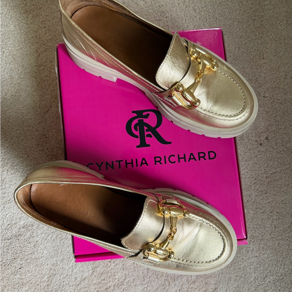 Cynthia Richard Gold Leather Loafers